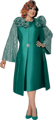 Dorinda Clark Cole <br> (Fall 2025) <br> DCC310012 <br> <br> Green <br> 8 10 12 14 16 18 <br> 16w 18w 20w 22w 24w 26w<br><br>Sequined pattern bell sleeve duster with solid dress and large flower trim 2 Piece Dorinda Clark Cole <br> (Fall 2025) <br> DCC310012 <br> <br> Green <br> 8 10 12 14 16 18 <br> 16w 18w 20w 22w 24w 26w<br><br>Sequined pattern bell sleeve duster with solid dress and large flower trim 2 Piece