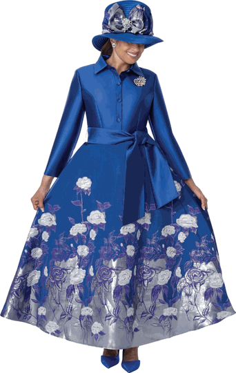 Dorinda Clark Cole <br> (Fall 2026) <br> DCC310241 <br> <br> Royal/Silver <br> 6 8 10 12 14 16 18 <br> 16w 18w 20w 22w<br>  24w 26w 28w 30w<br><br>Jacquard