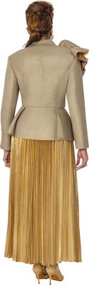 Dorinda Clark Cole <br> (Fall 2026) <br> DCC310342 <br> <br> Coriander/Gold <br> 6 8 10 12 14 16 18 <br> 16w 18w 20w 22w 24w 26w<br><br>Metallic Mesh + Metallic Pleated