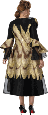 Dorinda Clark Cole <br> (Fall 2026) <br> DCC310351 <br> <br> Brown-Gold/Multi <br> 6 8 10 12 14 16 18 <br> 16w 18w 20w 22w 24w 26w<br><br>Metallic Jacquard Burnout