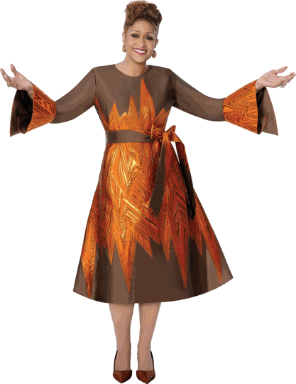 Dorinda Clark Cole <br> (Fall 2026) <br> DCC310361 <br> <br> Brown/Orange <br> 6 8 10 12 14 16 18 <br> 16w 18w 20w 22w 24w 26w<br><br>Jacquard