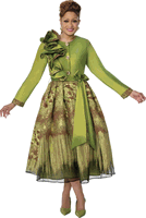 Dorinda Clark Cole <br> (Fall 2026) <br> DCC310381 <br> <br> Green/Multi <br> 8 10 12 14 16 18 <br> 16w 18w 20w 22w 24w 26w<br><br>Metallic Jacquard + Taffeta
