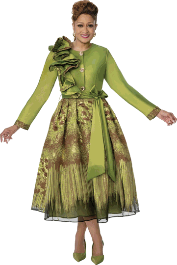 Dorinda Clark Cole <br> (Fall 2026) <br> DCC310381 <br> <br> Green/Multi <br> 8 10 12 14 16 18 <br> 16w 18w 20w 22w 24w 26w<br><br>Metallic Jacquard + Taffeta