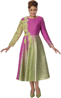 Dorinda Clark Cole <br> (Fall 2026) <br> DCC310421 <br> <br> Green/Fuchsia <br> 6 8 10 12 14 16 18 <br> 16w 18w 20w 22w 24w 26w<br><br>Jacquard