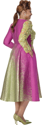Dorinda Clark Cole <br> (Fall 2026) <br> DCC310421 <br> <br> Green/Fuchsia <br> 6 8 10 12 14 16 18 <br> 16w 18w 20w 22w 24w 26w<br><br>Jacquard