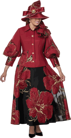 Dorinda Clark Cole <br> (Fall 2026) <br> DCC310432 <br> <br> Burgundy <br> 8 10 12 14 16 18 <br> 16w 18w 20w 22w 24w 26w<br><br>Jacquard Burnout