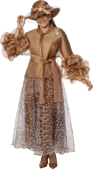 Dorinda Clark Cole <br> (Fall 2026) <br> DCC310483 <br> <br> Brown-Animal <br> 8 10 12 14 16 18 <br> 16w 18w 20w 22w 24w 26w<br><br>Twill Georgette