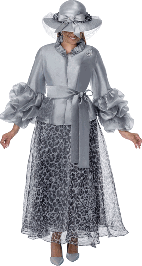 Dorinda Clark Cole <br> (Fall 2026) <br> DCC310483 <br> <br> Silver-Animal <br> 8 10 12 14 16 18 <br> 16w 18w 20w 22w 24w 26w<br><br>Twill Georgette
