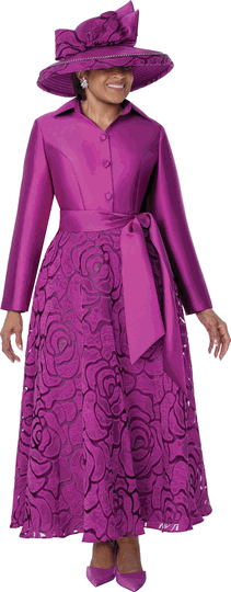 Dorinda Clark Cole <br> (Fall 2026) <br> DCC310491 <br> <br> Magenta <br> 8 10 12 14 16 18 <br> 16w 18w 20w 22w<br>  24w 26w 28w 30w<br><br>Twill + Burnout Jaquard