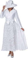Dorinda Clark Cole <br> (Fall 2026) <br> DCC310491 <br> <br> White <br> 8 10 12 14 16 18 <br> 16w 18w 20w 22w<br>  24w 26w 28w 30w<br><br>Twill + Burnout Jaquard