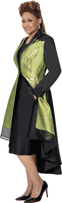 Dorinda Clark Cole <br> (Fall 2026) <br> DCC310512 <br> <br> Green/Black <br> 8 10 12 14 16 18 <br> 16w 18w 20w 22w 24w 26w<br><br>Burnout Jacquard + Twill