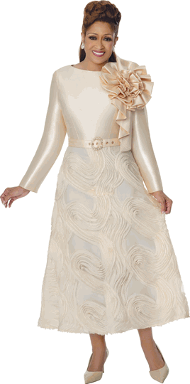 Dorinda Clark Cole <br> (Fall 2026) <br> DCC310541 <br> <br> Champagne <br> 8 10 12 14 16 18 <br> 16w 18w 20w 22w 24w 26w<br><br>Novelty Twill + Ribbon