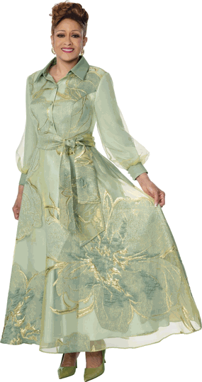 Dorinda Clark Cole <br> (Fall 2026) <br> DCC310561 <br> <br> Green <br> 8 10 12 14 16 18 <br> 16w 18w 20w 22w 24w 26w<br><br>Burnout Jacquard