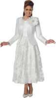Dorinda Clark Cole <br> (Fall 2026) <br> DCC310572 <br> <br> White <br> 8 10 12 14 16 18 <br> 16w 18w 20w 22w 24w 26w<br><br>Twill + Lace