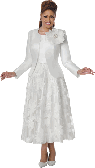 Dorinda Clark Cole <br> (Fall 2026) <br> DCC310572 <br> <br> White <br> 8 10 12 14 16 18 <br> 16w 18w 20w 22w 24w 26w<br><br>Twill + Lace