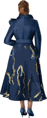 Dorinda Clark Cole <br> (Fall 2026) <br> DCC310581 <br> <br> Blue/Gold <br> 8 10 12 14 16 18 <br> 16w 18w 20w 22w 24w 26w<br><br>Burnout Jacquard