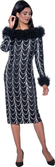 Dorinda Clark Cole <br> (SALE) <br> DCC309271-Bl <br> <br> Black <br> 8 22w<br><br>Sequin Mesh Collared Dress