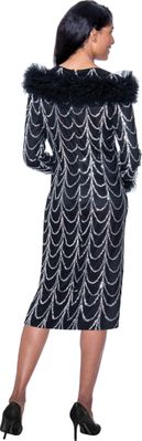Dorinda Clark Cole <br> (SALE) <br> DCC309271-Bl <br> <br> Black <br> 8 22w<br><br>Sequin Mesh Collared Dress