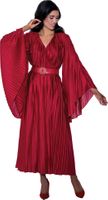 Dorinda Clark Cole <br> (SALE) <br> DCC309281-Re <br> <br> Red <br> 8 10 12 18<br> 16w 18w 26w<br><br>Pleated Dress with Belt