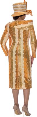 Dorinda Clark Cole <br> (SALE) <br> DCC309071-Go <br> <br> Gold <br> 14 <br><br>Sequin Portrait Collar Dress