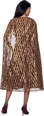 Dorinda Clark Cole <br> (SALE) <br> DCC309261-Br <br> <br> Brown <br> 10 12 18 <br> 18w 20w 22w 24w 26w<br><br>Embellished Cape Dress with Belt