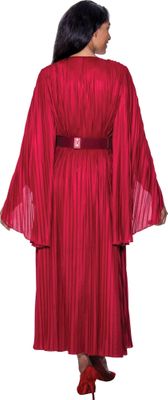 Dorinda Clark Cole <br> (SALE) <br> DCC309281-Re <br> <br> Red <br> 8 10 12 18<br> 16w 18w 26w<br><br>Pleated Dress with Belt