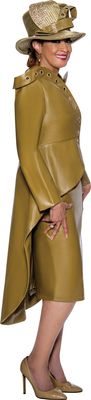 Dorinda Clark Cole <br> (SALE) <br> DCC4852-OL <br> <br> OLIVE <br> 18 18w 20w 22w<br><br>Leatherette 2pc Skirt Set with Grommets