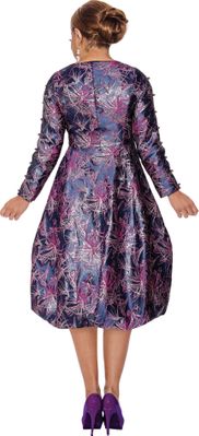 Dorinda Clark Cole <br> (SALE) <br> DCC5051-Pu <br> <br> Purple <br> 10 18 20w 22w 26w<br><br>Embellished Zipper Bubble Dress