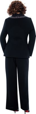 Dorinda Clark Cole <br> (Fall 2025) <br> DCC309093 <br> <br> Black <br> 8 10 12 14 16 18 <br> 16w 18w 20w 22w 24w 26w<br><br>Crepe pantsuit with cami, rounded collar jacket with rhinestone trim and sash closure 3 Piece Dorinda Clark Cole <br> (Fall 2025) <br> DCC309093 <br> <br> Black <br> 8 10 12 14 16 18 <br> 16w 18w 20w 22w 24w 26w<br><br>Crepe pantsuit with cami, rounded collar jacket with rhinestone trim and sash closure 3 Piece