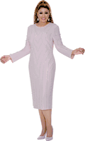 Dorinda Clark Cole <br> (Fall 2025) <br> DCC309551 <br> <br> Pink <br> 8 10 12 14 16 18 <br> 16w 18w 20w 22w 24w<br><br>Sheath dress with pearl and rhinestone pattern 1 Piece Dress