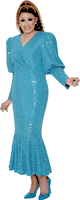 Dorinda Clark Cole <br> (Fall 2025) <br> DCC309681 <br> <br> Turquoise <br> 8 10 12 14 16 18 16w 18w<br><br>Mermaid maxi dress with sequins 1 Piece Dress