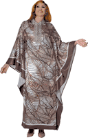 Dorinda Clark Cole <br> (Spring 2026) <br> DCC310081 <br> <br> Brown/White <br> 8 10 12 14 16 18 <br> 16w 18w 20w 22w 24w 26w 28w 30w<br><br>Printed Satin 1 Piece Dress