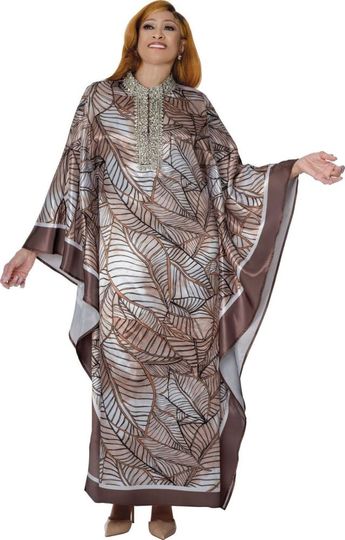 Dorinda Clark Cole <br> (Spring 2026) <br> DCC310081 <br> <br> Brown/White <br> 8 10 12 14 16 18 <br> 16w 18w 20w 22w 24w 26w 28w 30w<br><br>Printed Satin 1 Piece Dress