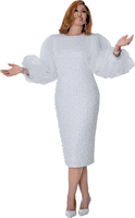 Dorinda Clark Cole <br> (Spring 2026) <br> DCC310091 <br> <br> White <br> 8 10 12 14 16 18 <br> 16w 18w 20w 22w 24w 26w<br><br>Scuba 1 Piece Dress