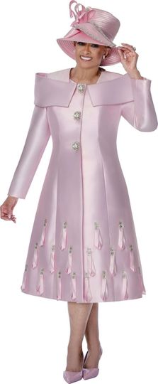 Dorinda Clark Cole <br> (Spring 2026) <br> DCC310112 <br> <br> Pink <br> 8 10 12 14 16 18 <br> 16w 18w 20w 22w 24w 26w 28w 30w<br><br>Twill 2 Piece Jacket & Dress