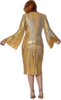 Dorinda Clark Cole <br> (Spring 2026) <br> DCC310131 <br> <br> Gold <br> 8 10 12 14 16 18 <br> 16w 18w 20w 22w 24w 26w<br><br>Sequins 1 Piece Dress
