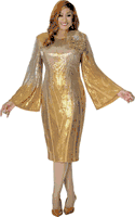 Dorinda Clark Cole <br> (Spring 2026) <br> DCC310131 <br> <br> Gold <br> 8 10 12 14 16 18 <br> 16w 18w 20w 22w 24w 26w<br><br>Sequins 1 Piece Dress