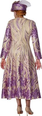 Dorinda Clark Cole <br> (Spring 2026) <br> DCC310161 <br> <br> Champagne/Purple <br> 8 10 12 14 16 18 <br> 16w 18w 20w 22w 24w 26w<br><br>Sequins 1 Piece Dress