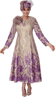 Dorinda Clark Cole <br> (Spring 2026) <br> DCC310161 <br> <br> Champagne/Purple <br> 8 10 12 14 16 18 <br> 16w 18w 20w 22w 24w 26w<br><br>Sequins 1 Piece Dress