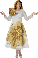 Dorinda Clark Cole <br> (Spring 2026) <br> DCC310171 <br> <br> Champagne <br> 8 10 12 14 16 18 <br> 16w 18w 20w 22w 24w 26w<br><br>Jacquard w/removable Brooch 1 Piece Dress