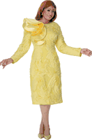 Dorinda Clark Cole <br> (Spring 2026) <br> DCC310181 <br> <br> Yellow <br> 8 10 12 14 16 18 <br> 16w 18w 20w 22w 24w 26w<br><br>Novelty 1 Piece Dress