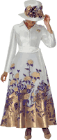 Dorinda Clark Cole <br> (Spring 2026) <br> DCC310241 <br> <br> White-Gold-Purple <br> 8 10 12 14 16 18 <br> 16w 18w 20w 22w 24w 26w 28w 30w<br><br>Jacquard 1 Piece Dress
