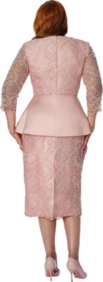 Dorinda Clark Cole <br> (Spring 2026) <br> DCC310261 <br> <br> Pink <br> 8 10 12 14 16 18 <br> 16w 18w 20w 22w 24w 26w<br><br>Rope Lace 1 Piece Dress