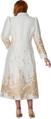 Dorinda Clark Cole <br> (Spring 2026) <br> DCC310271 <br> <br> White/Gold <br> 8 10 12 14 16 18 <br> 16w 18w 20w 22w 24w 26w<br><br>Jacquard 1 Piece Dress