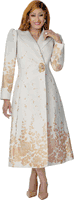 Dorinda Clark Cole <br> (Spring 2026) <br> DCC310271 <br> <br> White/Gold <br> 8 10 12 14 16 18 <br> 16w 18w 20w 22w 24w 26w<br><br>Jacquard 1 Piece Dress