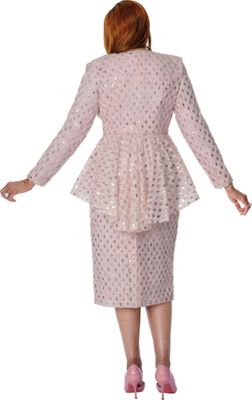 Dorinda Clark Cole <br> (Spring 2026) <br> DCC310282 <br> <br> Pink <br> 8 10 12 14 16 18 <br> 16w 18w 20w 22w 24w 26w<br><br>Metallic Doby 2 Piece Jacket & Dress