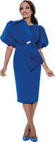 Dresses By Nubiano <br> (Fall 2025) <br> DN12351 <br> <br> Royal <br> 8 10 12 14 16 18 <br> 16w 18w 20w 22w 24w 26w<br><br>1 Piece Dress <BR> Fabric: Scuba