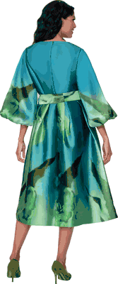 Dresses By Nubiano <br> (Fall 2025) <br> DN100221 <br> <br> Green <br> 8 10 12 14 16 18 <br> 16w 18w 20w 22w 24w 26w<br><br>1 Piece Dress <BR> Fabric: Twill