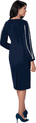 Dresses By Nubiano <br> (Fall 2025) <br> DN100421 <br> <br> Navy <br> 8 10 12 14 16 18 <br> 16w 18w 20w 22w 24w 26w<br><br>1 Piece Dress <BR> Fabric: Scuba