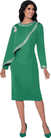 Dresses By Nubiano <br> (Fall 2025) <br> DN100431 <br> <br> Green <br> 8 10 12 14 16 18 <br> 16w 18w 20w 22w 24w 26w<br><br>1 Piece Dress <BR> Fabric: Light Scuba